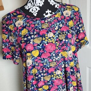 LuLaRoe Carly Hi-low Hem Multicolor Floral Swing Dress Size Small